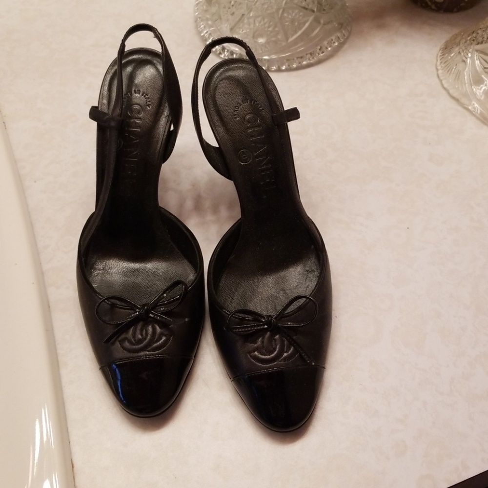 Chanel Black Sling Backs Size 6